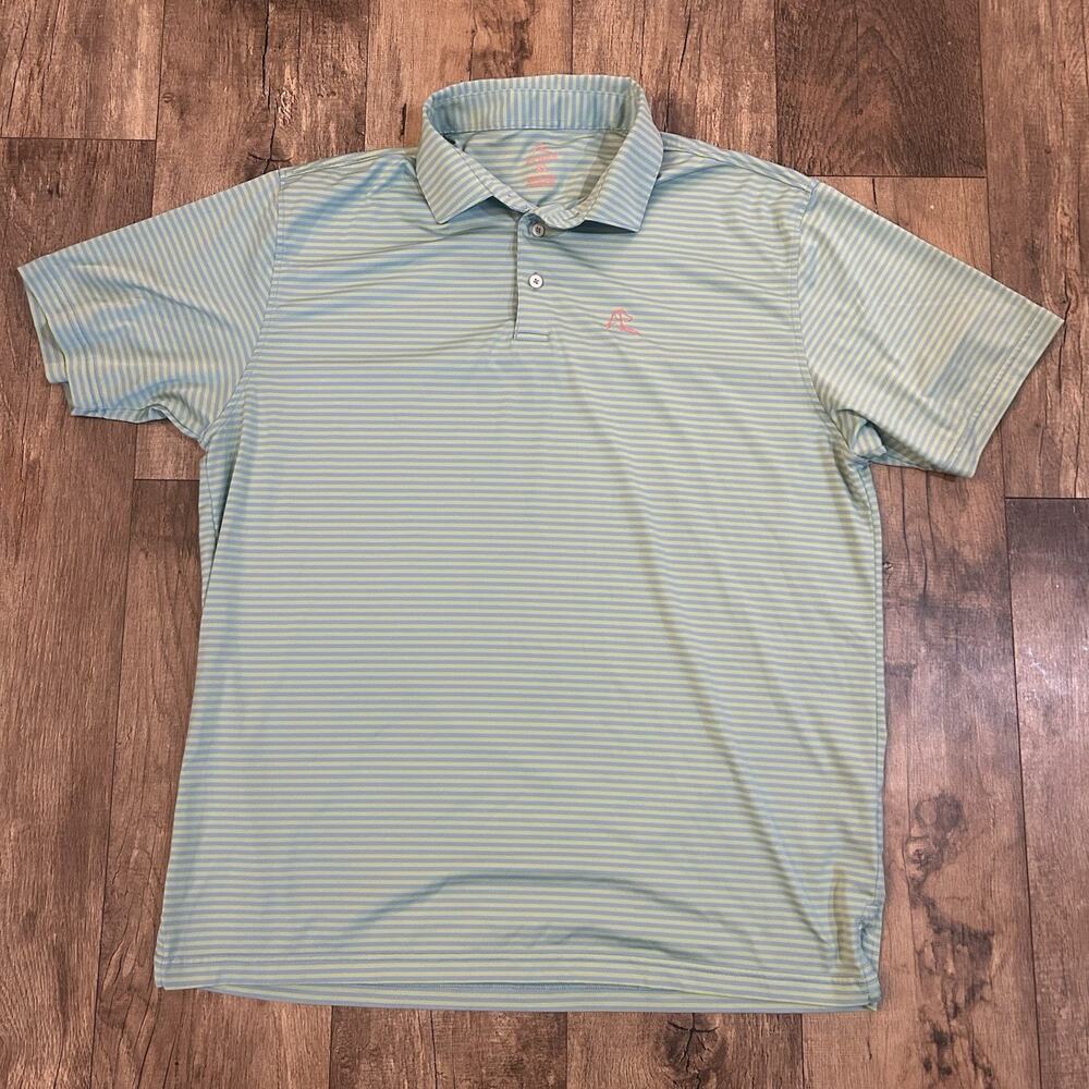 Rhoback Men’s XL Birdie Stripe Rhoback Performance Polo Green Blue Striped - Picture 2 of 6